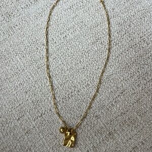Madewell Gold Paperclip Chain Adjustable Necklace with Pendant